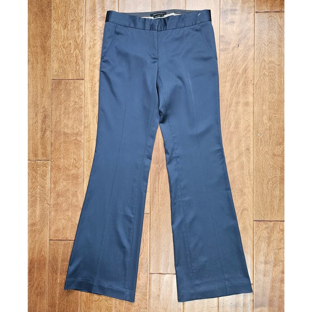 NWT BCBG MAXAZRIA Women's Blue Satin The Slim Flare Carla Dress Pants 6